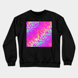 Silly Pink Worms on a String Snakes on Rainbow Background Crewneck Sweatshirt